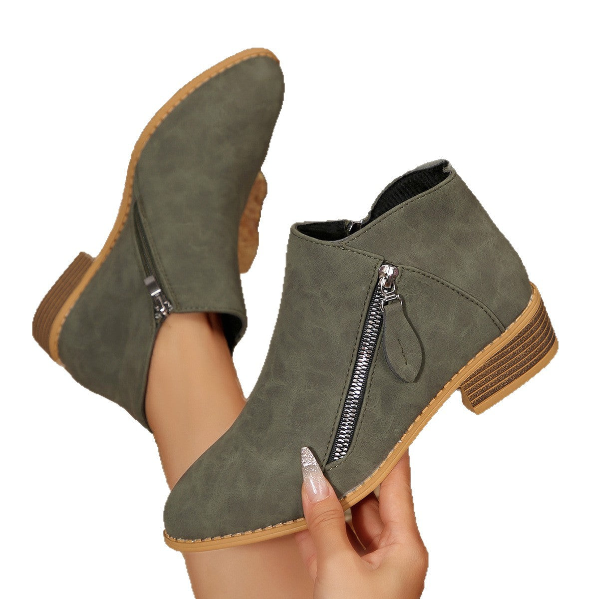 Womens Chunky-Heel Ankle Boots