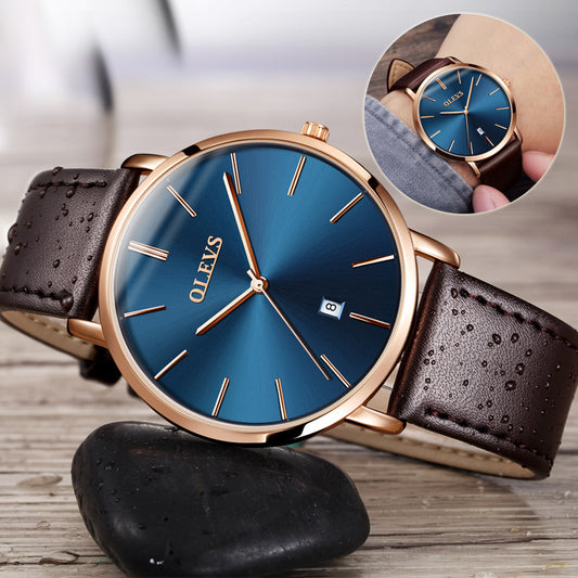 OLEVS 5869 Ultra Thin Leather Watch