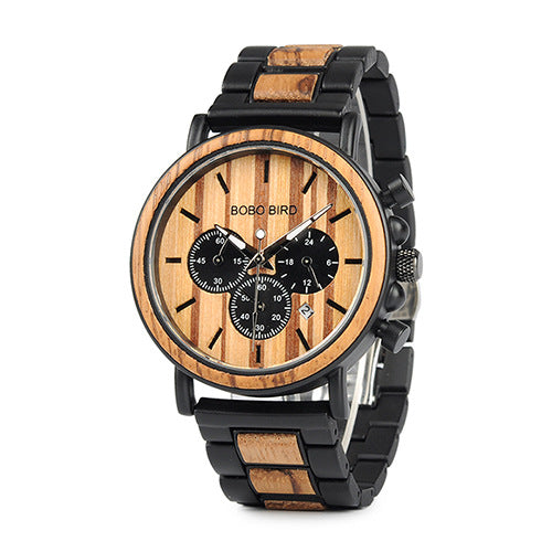 BOO BIRD P09 (PO9-1 Model) Series Wooden Chronograph watch