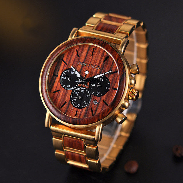 BOO BIRD P09 (PO9-1 Model) Series Wooden Chronograph watch