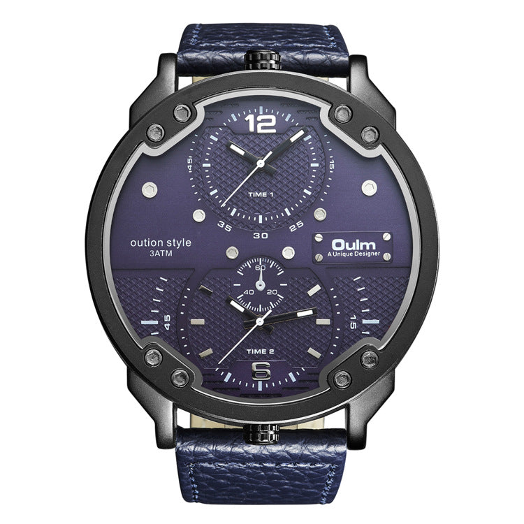 Oulm Dual Time Zone Military Watch