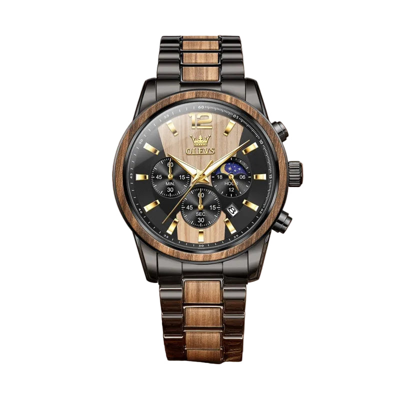 OLEVS 3645 Men's Wooden Chronograph Watch