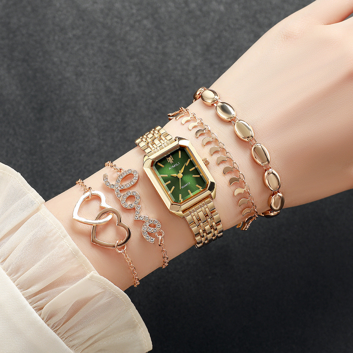 Luxury Women's Square Quartz Watch & Bracelet Set