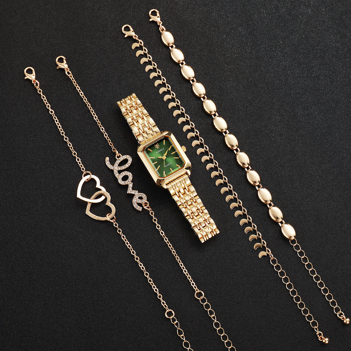 Luxury Women's Square Quartz Watch & Bracelet Set