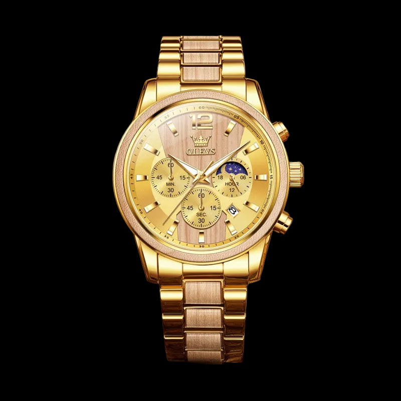 OLEVS 3645 Men's Wooden Chronograph Watch