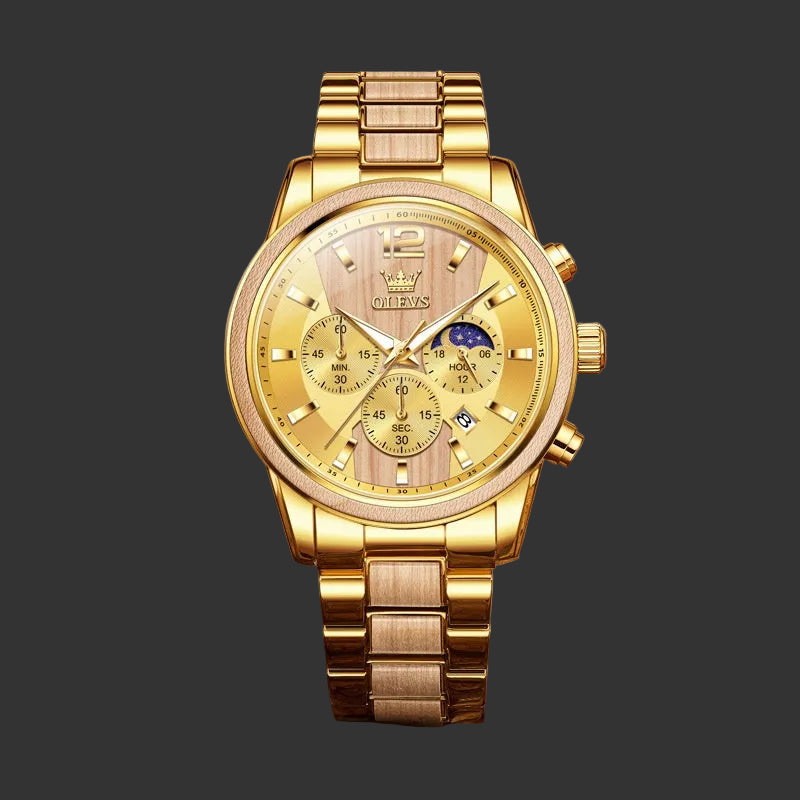 OLEVS 3645 Men's Wooden Chronograph Watch