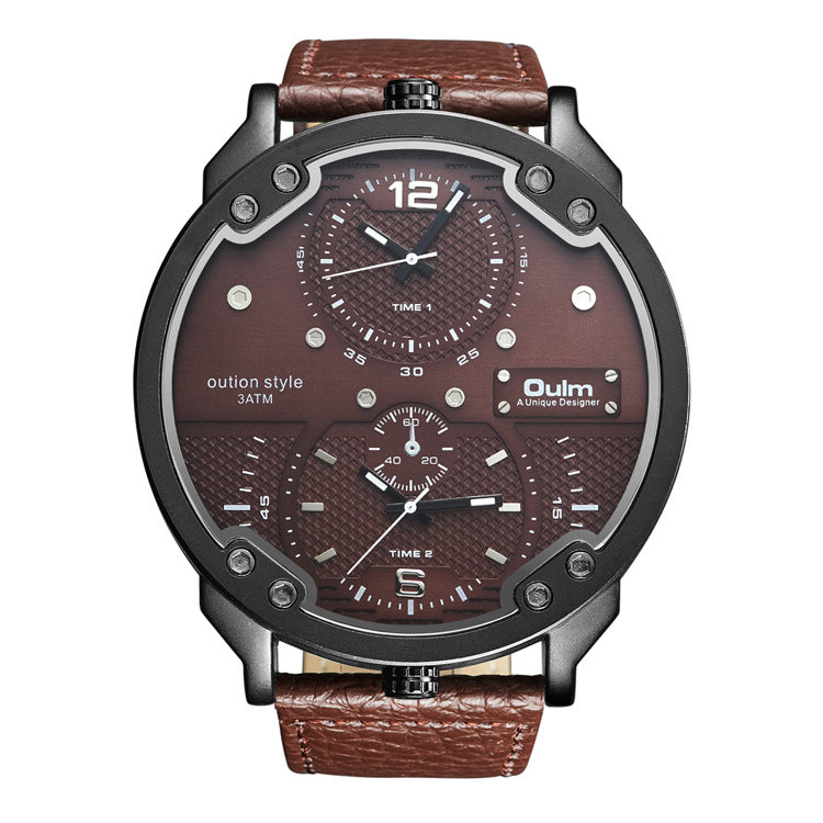 Oulm Dual Time Zone Military Watch