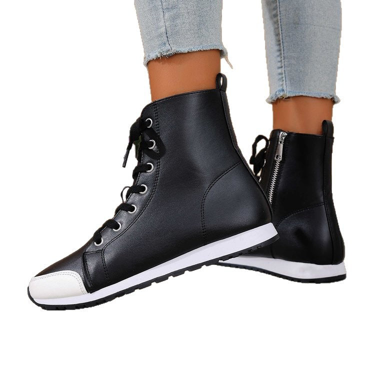 Womens Side-zip Flat Ankle Boots