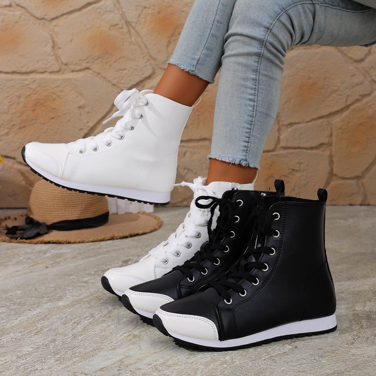 Womens Side-zip Flat Ankle Boots