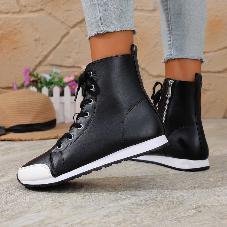 Womens Side-zip Flat Ankle Boots