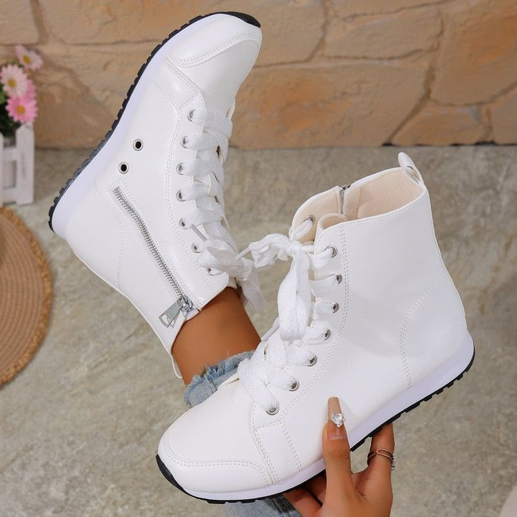 Womens Side-zip Flat Ankle Boots