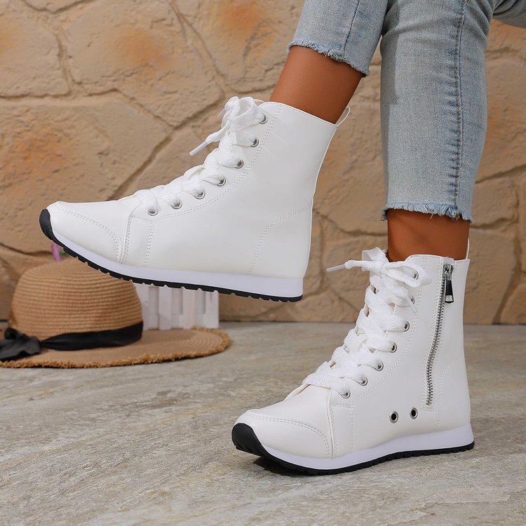 Womens Side-zip Flat Ankle Boots