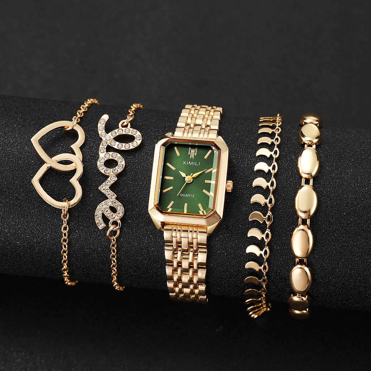 Luxury Women's Square Quartz Watch & Bracelet Set