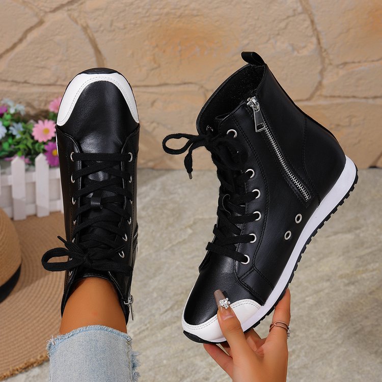 Womens Side-zip Flat Ankle Boots