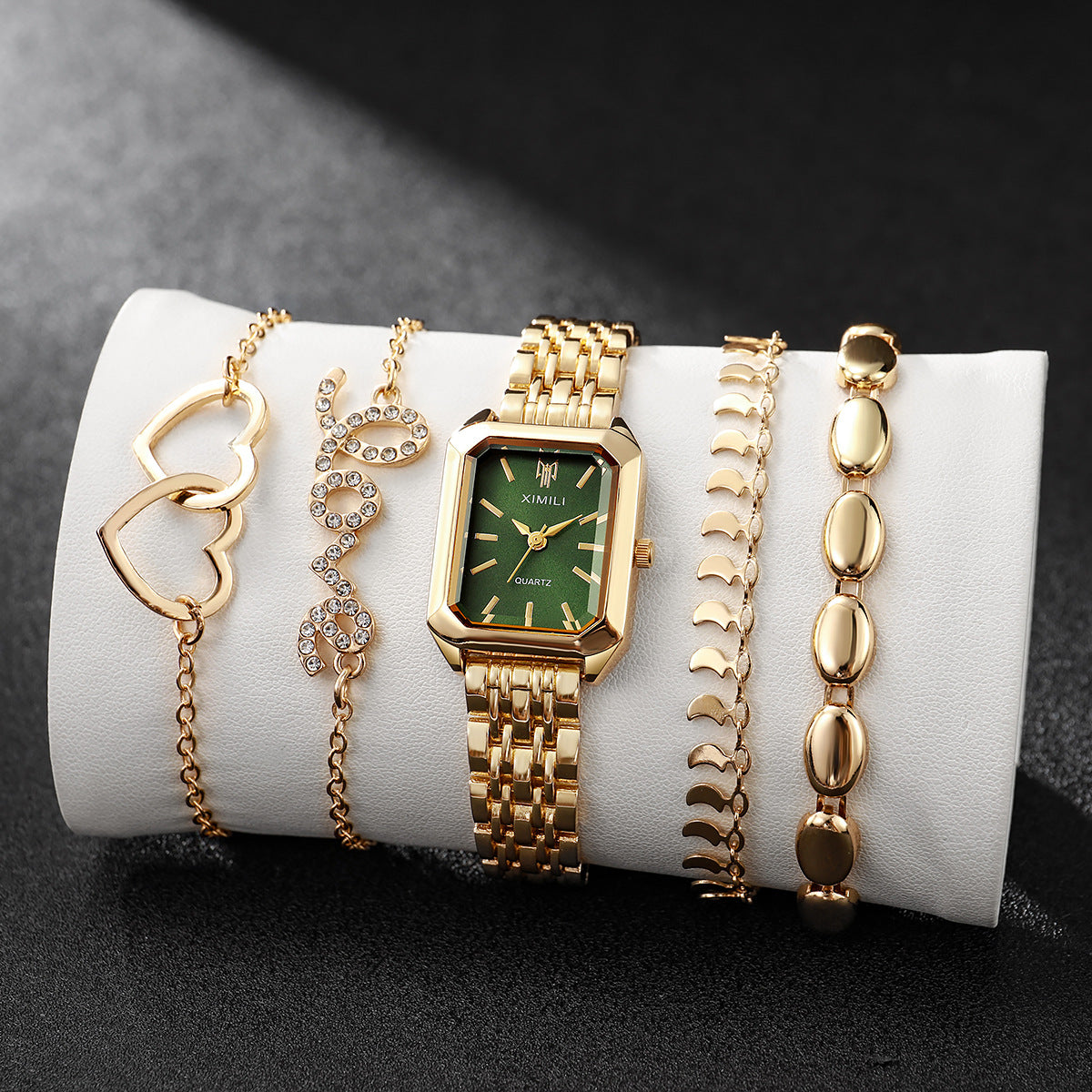 Luxury Women's Square Quartz Watch & Bracelet Set