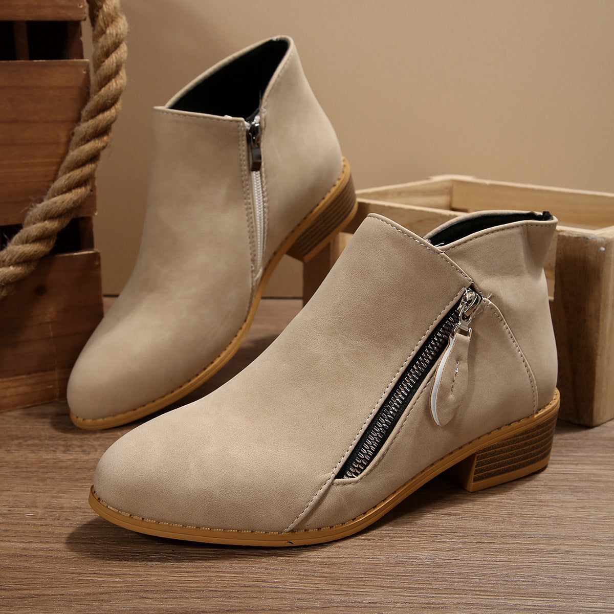 Womens Chunky-Heel Ankle Boots
