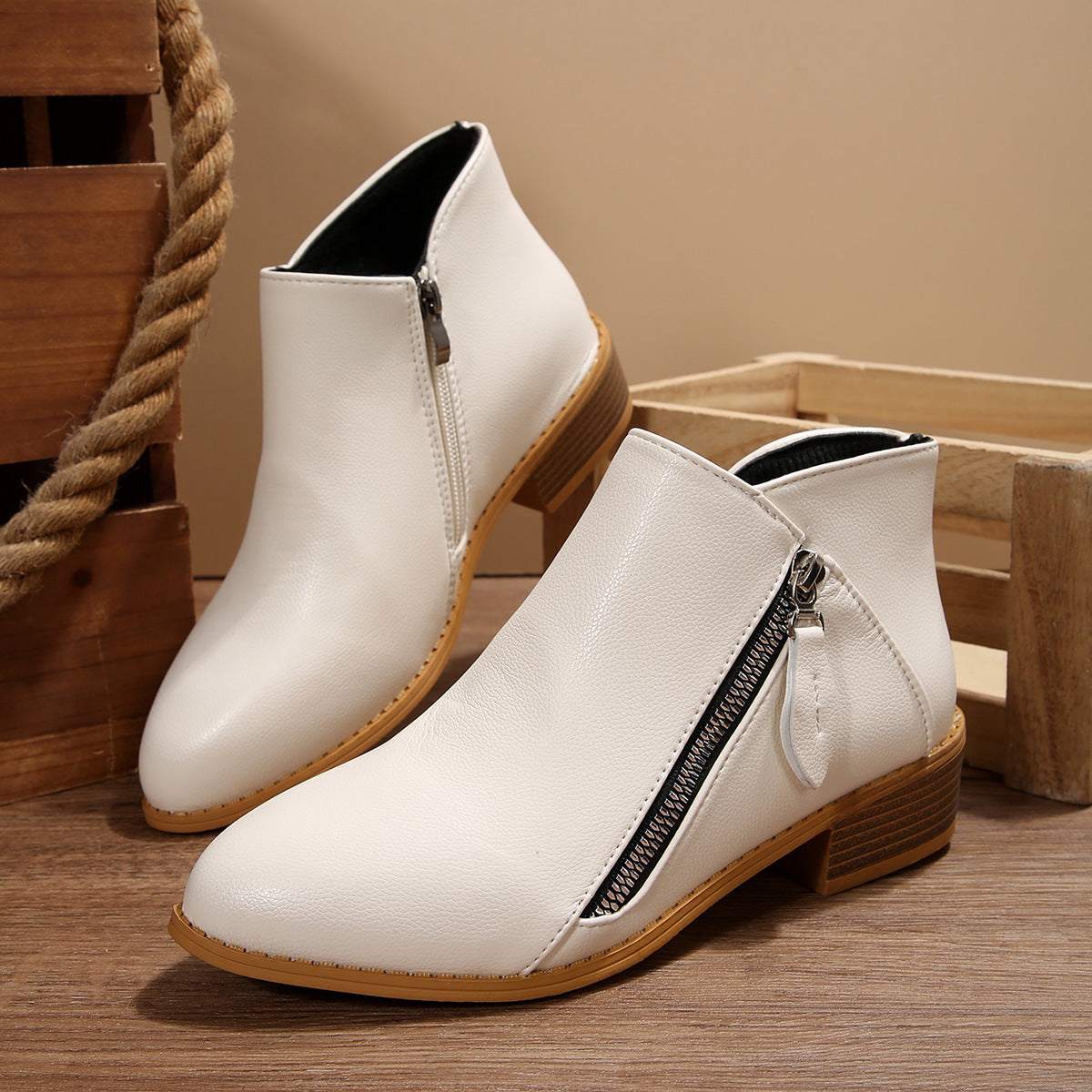 Womens Chunky-Heel Ankle Boots