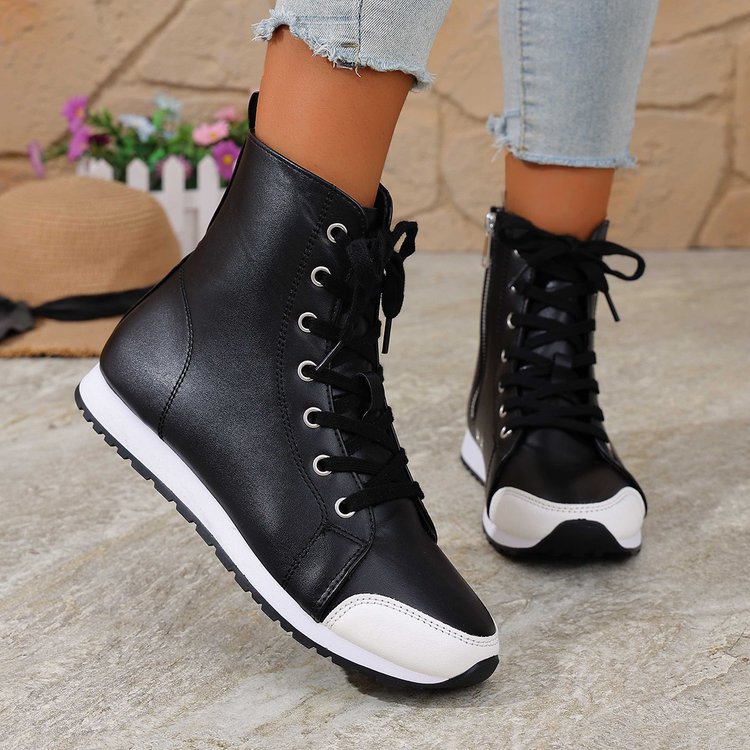 Womens Side-zip Flat Ankle Boots