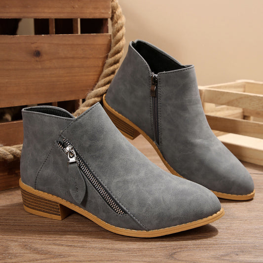 Womens Chunky-Heel Ankle Boots