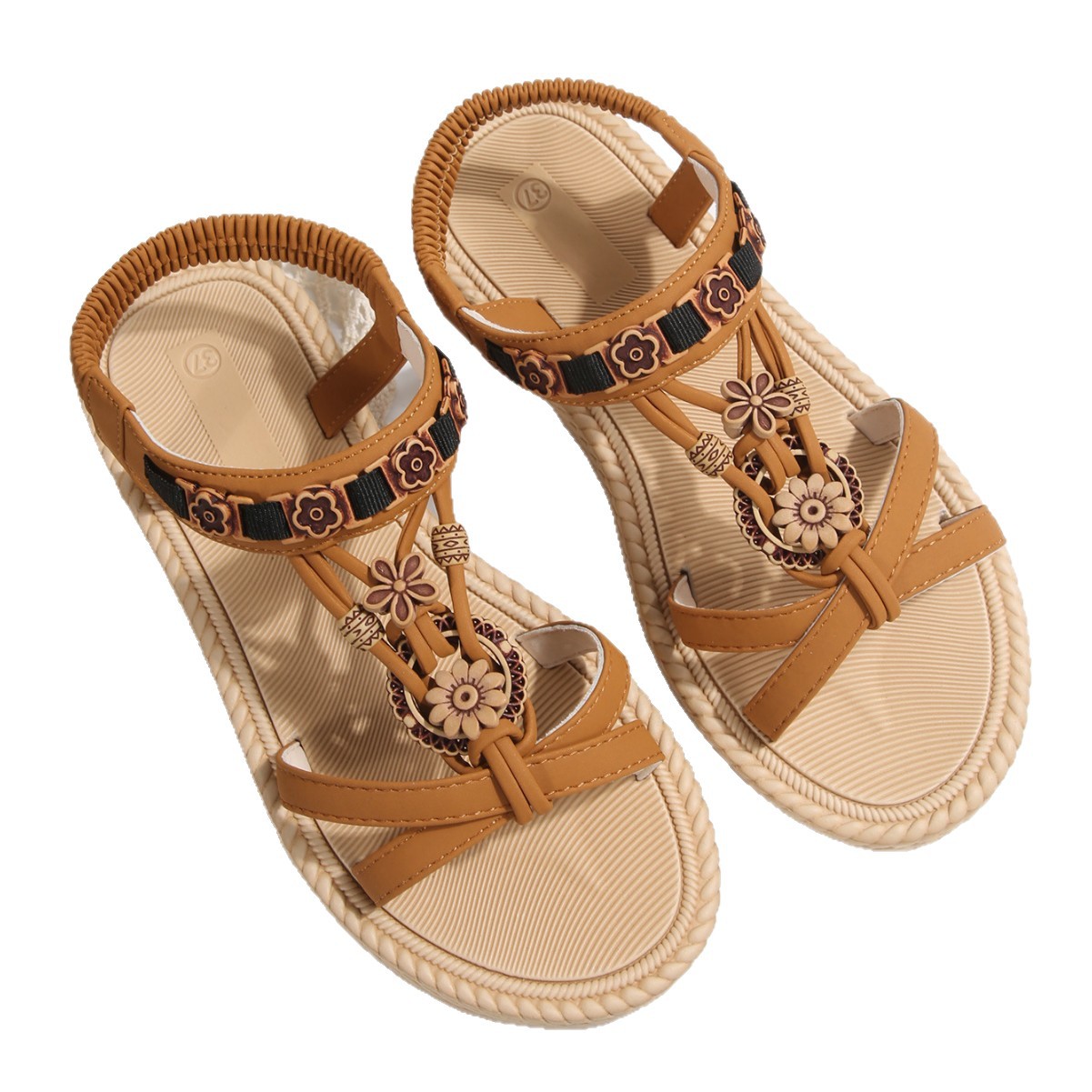Flat Bottom Ultra-light Sole Beaded Sandals
